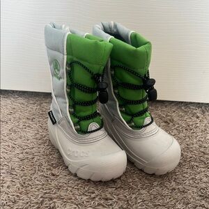 Crocs Kids' Green and White Winter Boots